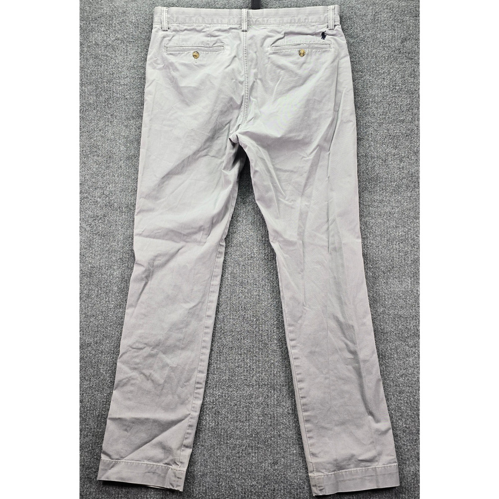 Polo Ralph Lauren Pants Mens 34x34 Light Gray Stretch Straight Fit Chinos Pony - Picture 2 of 9